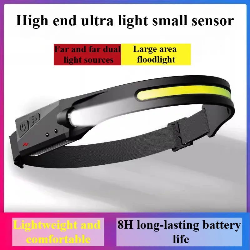 USB Rechargeable Sensor Headlamp – 5-Mode Hands-Free LED Power for Outdoor Adventures