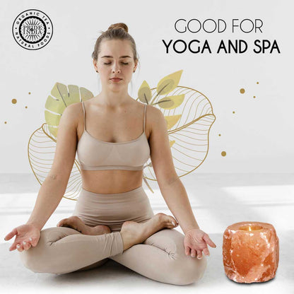Himalayan Pink Salt Tea Light Holder by Pride of India – Salt Candle Holder – Room Décor Item – Great for Creating an Ambiance – Ideal for Home & Spa Uses – Natural Shape