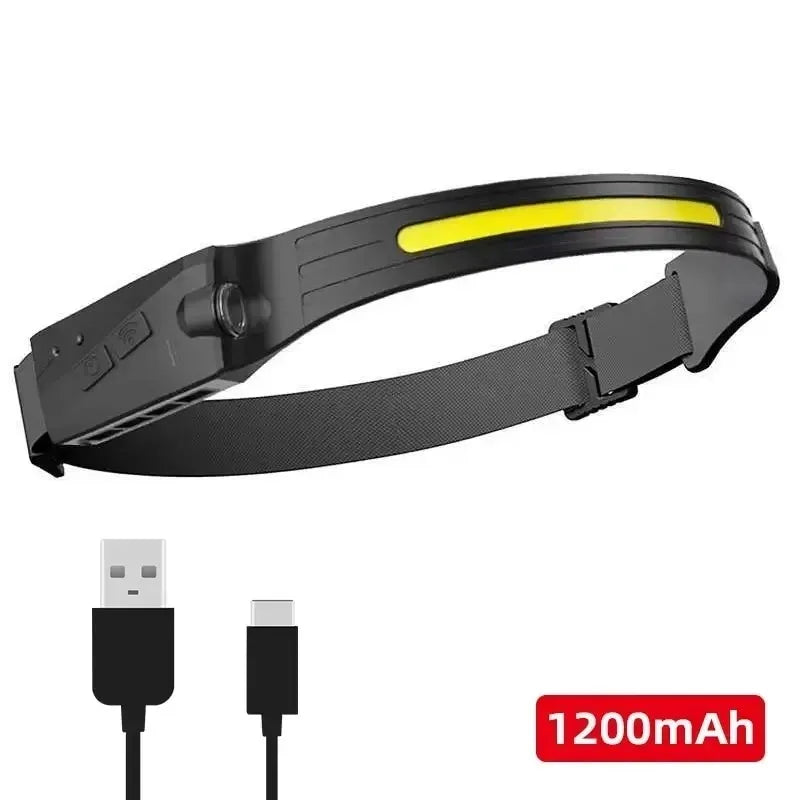 USB Rechargeable Sensor Headlamp – 5-Mode Hands-Free LED Power for Outdoor Adventures
